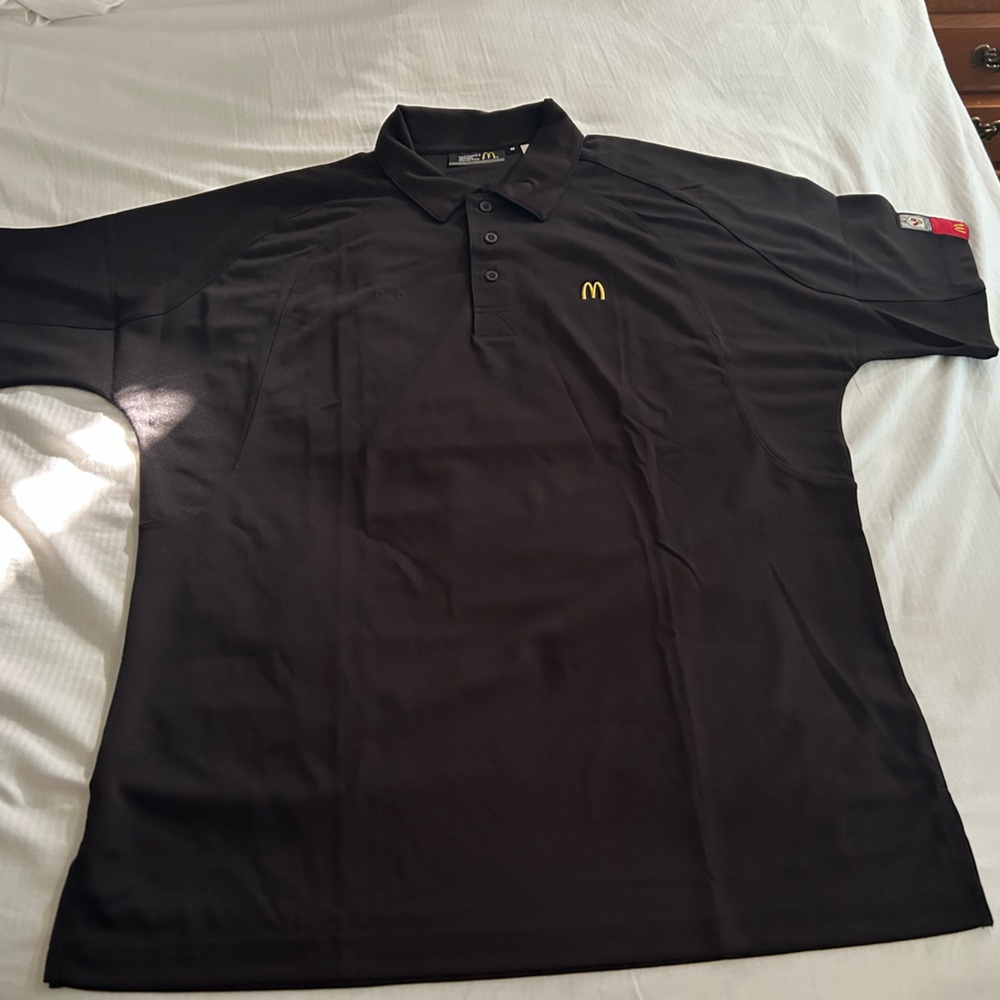 McDonald’s Crew Uniform Polo Shirt Black Men’s Medium M New Logo Workwear New